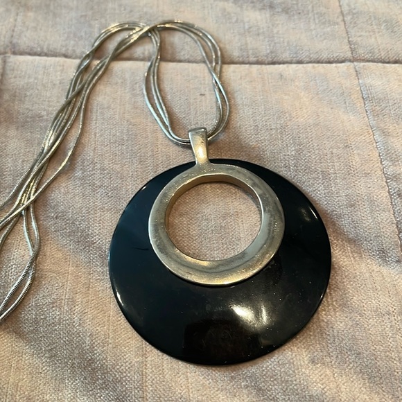 Minimalist Necklace Black and Silver Y2k - Picture 1 of 6